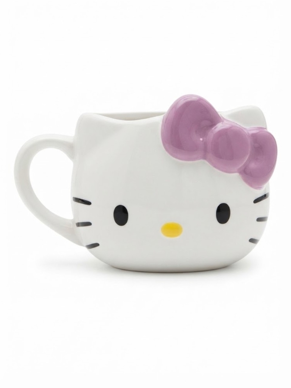 Sanrio Hello Kitty Face Purple Bow Ceramic 3D Sculpted Mug